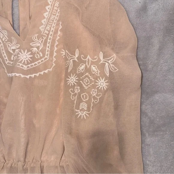 Forever 21 Tan Embroidered Flowy Romper - Picture 9 of 9